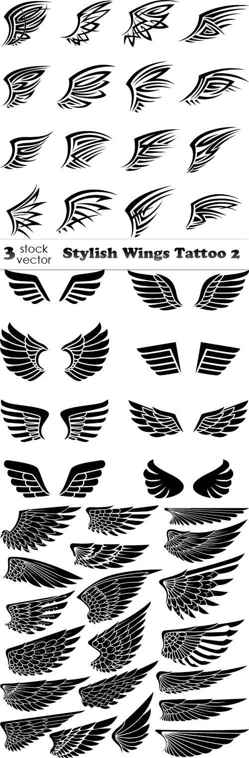 Vectors - Stylish Wings Tattoo 02