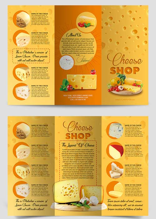 Cheese Shop Tri-Fold Brochure PSD Template