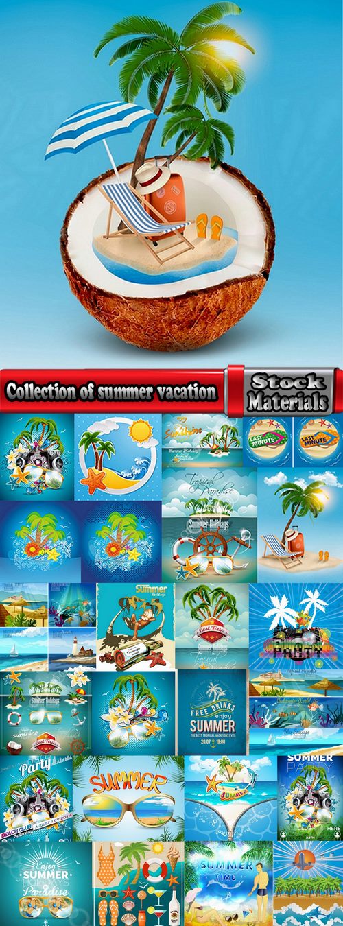 Collection of summer vacation travel holiday vacation flyer banner poster  25 EPS