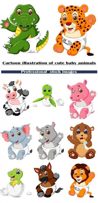 Stock vector Illustration of cute baby animals