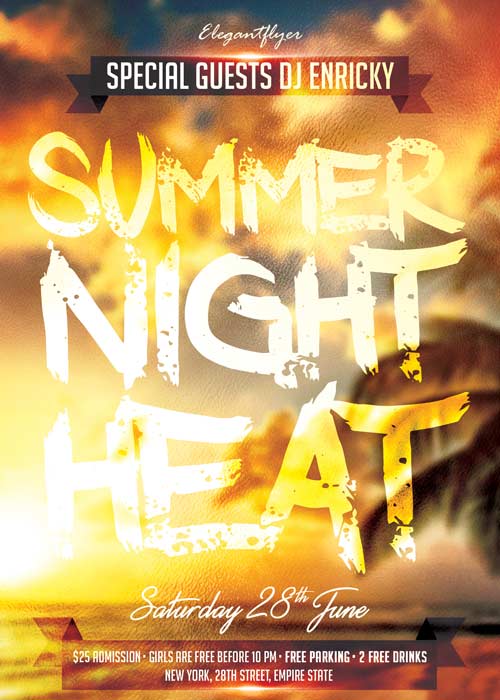 Summer Night Heat Flyer PSD Template + Facebook Cover 2
