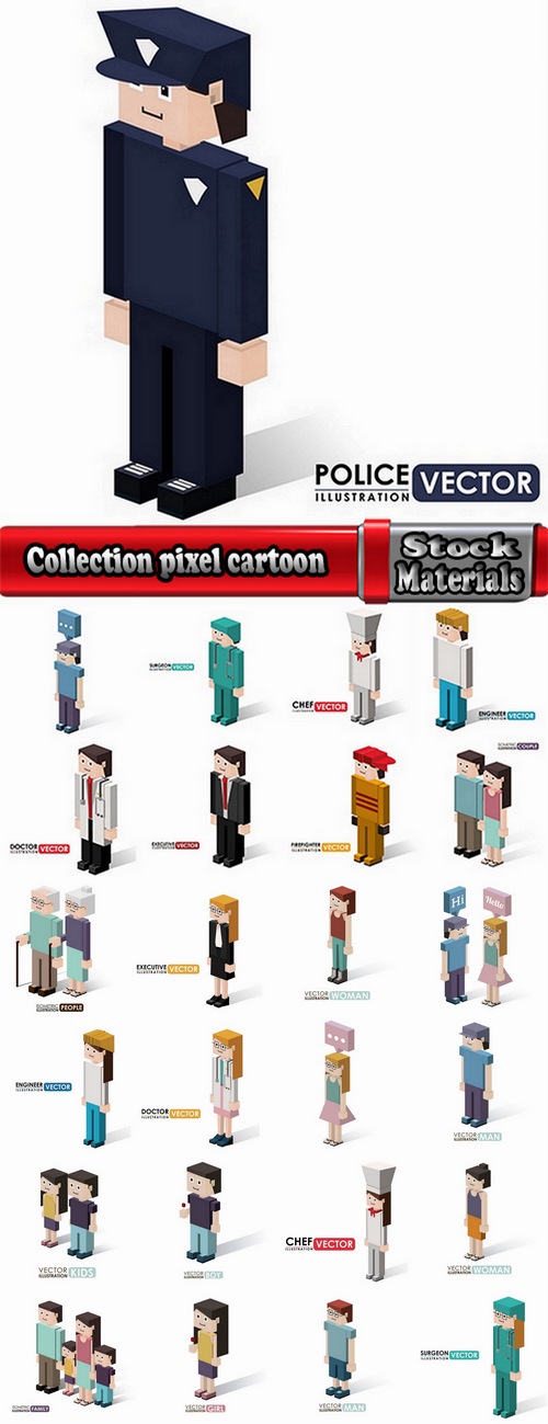Collection pixel cartoon decorative design element vector image 25 EPS