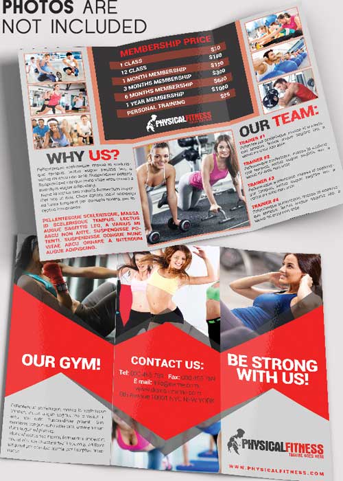 Fitness V3 Tri-Fold Brochure PSD Template
