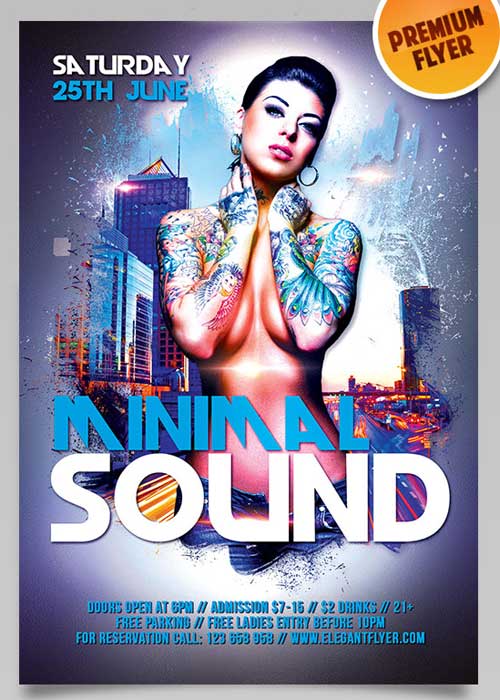 Minimal Sound Party V6 Flyer PSD Template + Facebook Cover