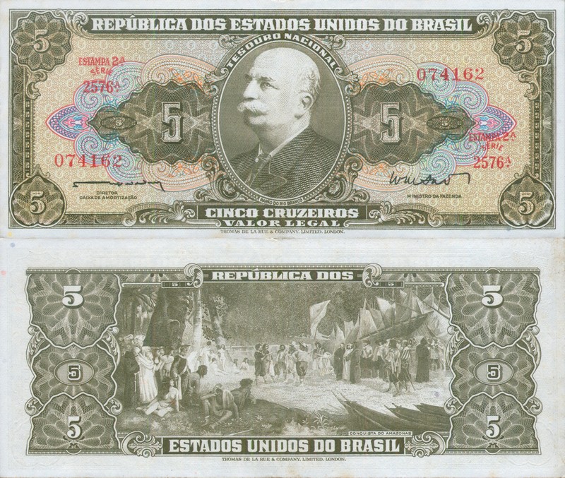 Монеты и купюры мира №173 5 крузейро (Бразилия)