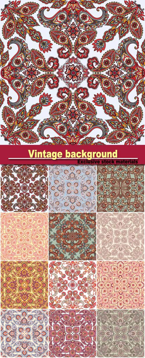 Vintage background with floral patterns, vector texture