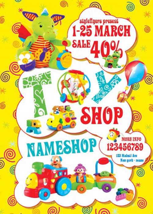 Toy Shop PSD Flyer Template with Facebook Cover