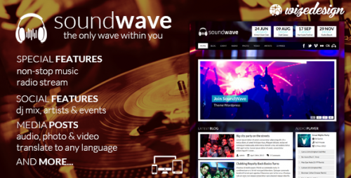 Nulled SoundWave v2.2 - The Music Vibe WordPress Theme product pic
