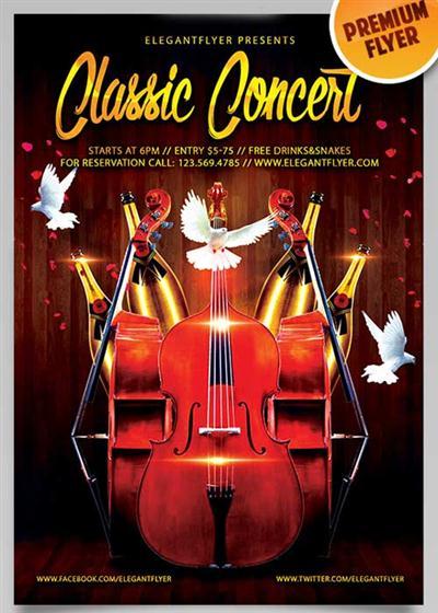 Classic Concert Flyer PSD Template + Facebook Cover