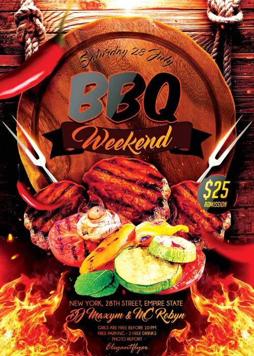 BBQ Weekend V1 Flyer PSD Template + Facebook Cover