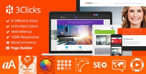 Nulled 3Clicks v3.9.2 - Responsive Multi-Purpose WordPress Theme product graphic