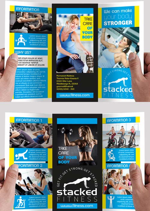 Fitness V8 Premium Tri-Fold PSD Brochure Template