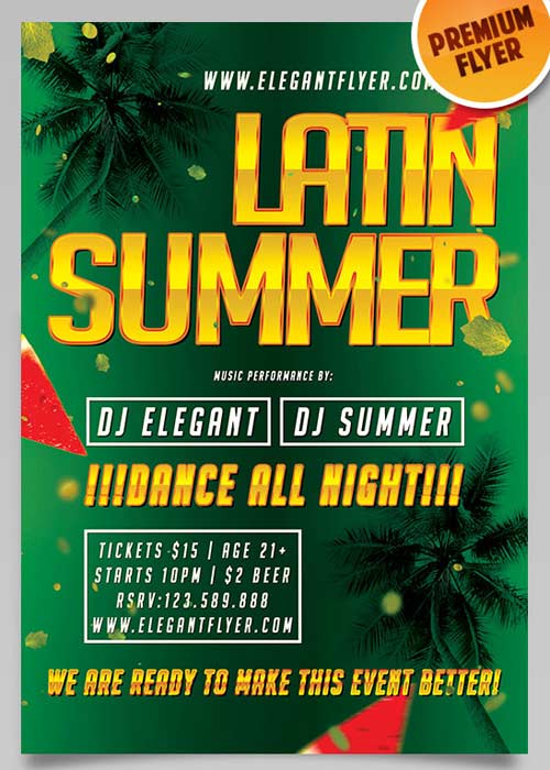 Latin Summer V1 Flyer PSD Template + Facebook Cover