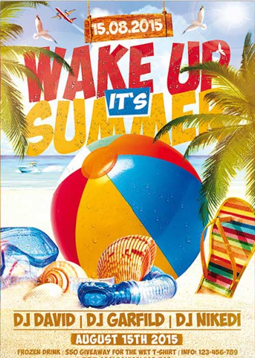 Wake up its Summer V1 Premium Flyer Template + Facebook Cover