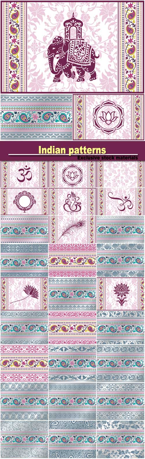 Vector background with Indian patterns and symbols