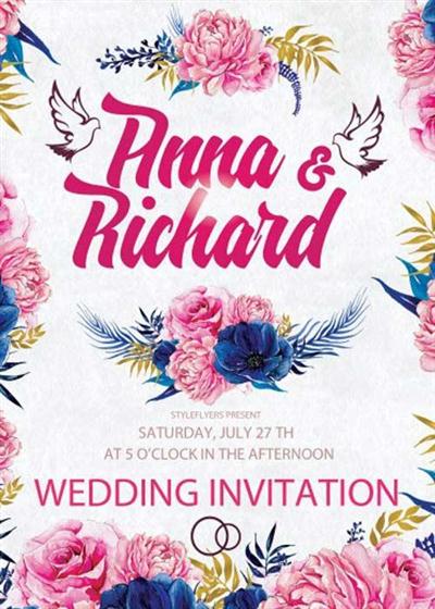Wedding Invitation V7 PSD Flyer Template