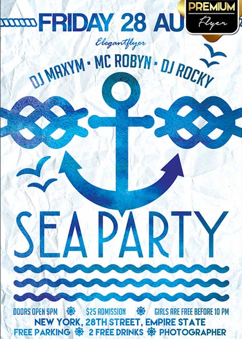 Sea Party V02 Flyer PSD Template + Facebook Cover
