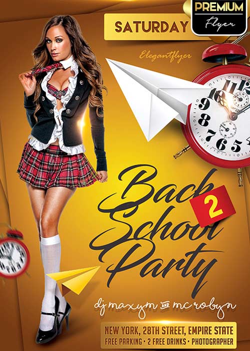 Back to School Party V02 Flyer PSD Template + Facebook Cover