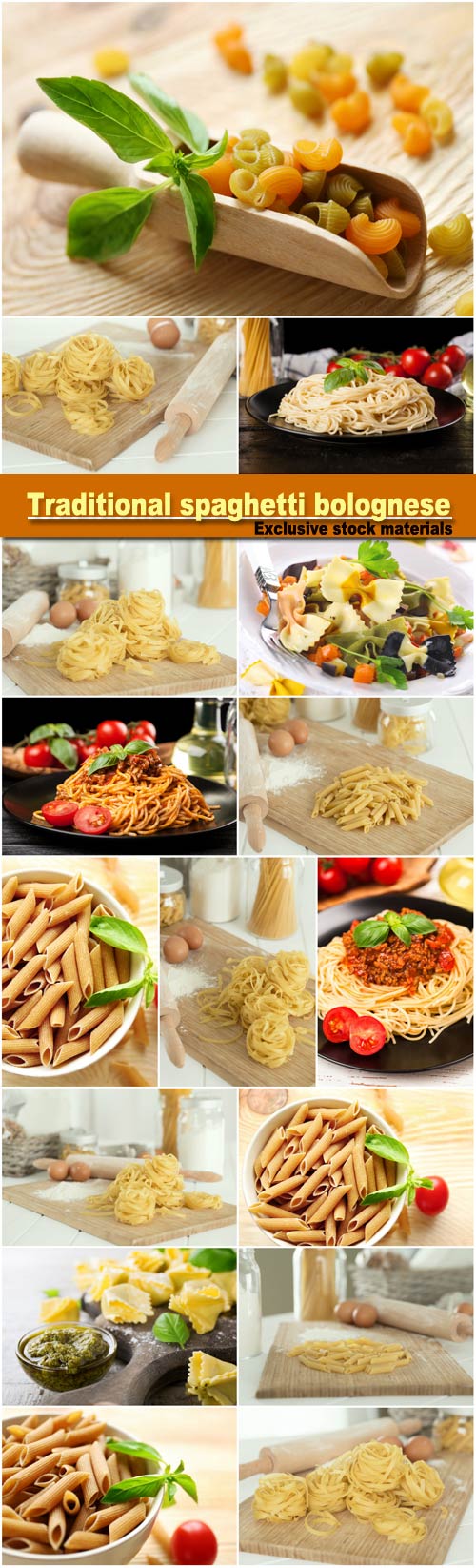Traditional spaghetti bolognese, penne pasta in white bowl