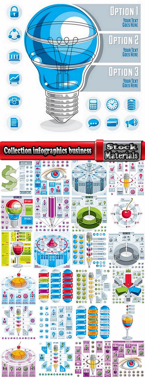 Collection infographics business teamwork businessman vector image 2-25 EPS